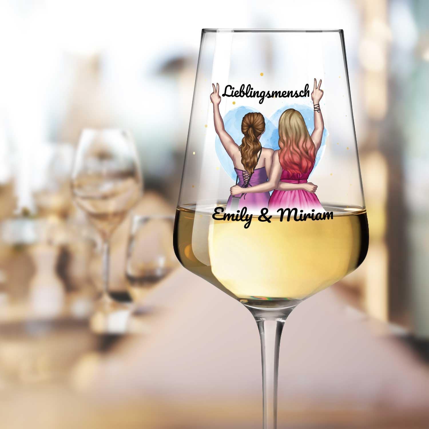 GRAVURZEILE Puccini Wine Glass with UV Print - Best Friend Configuration - Extensively Customisable Motif to Design Yourself - Personal Gift for Girlfriends - Colour: Girlfriends Puccini – Bild 3