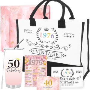 Birthday Women’s Vintage Gift Set, Fashionable Carry Bag, Cosmetic Bag, Stainless Steel Thermal Mug, Greeting Card and Gift Box, Birthday Gift for Mum, Sister and Colleague, pink, Formal