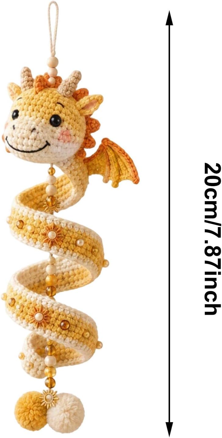 DIY Crochet Set Crochet Yarn Dragon Spiral Hanging Craft Set Beginners Handmade Pendant Crochet Kit with Spiral Dragon Design Creative Crochet Decoration for Christmas Tree Decoration Home Decoration – Bild 7