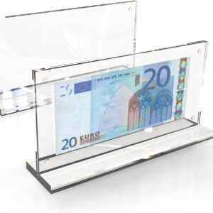 Cuyacili Pack of 2 Acrylic Banknotes Display Frame Euro Bill Photo Holder