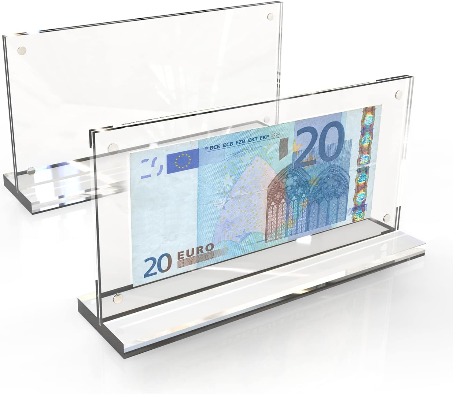 Cuyacili Pack of 2 Acrylic Banknotes Display Frame Euro Bill Photo Holder