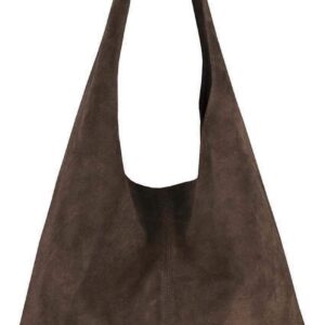OBC Made in Italy Women’s Leather Handbag Metallic Shopper Shoulder Bag Hobo Bag Handbag Silver