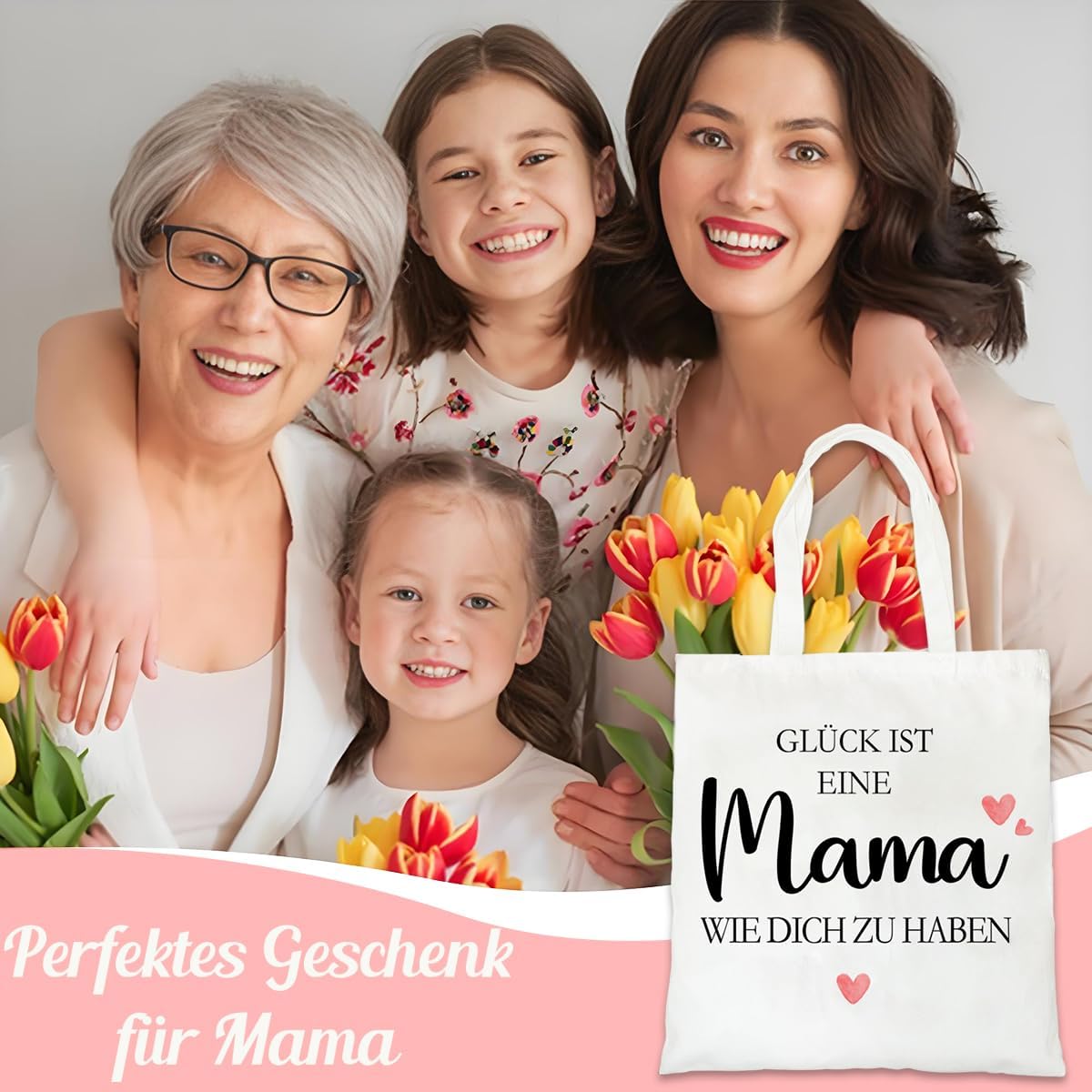 BOYATONG Geschenke für Mama/Oma, Baumwolltasche Mama/Oma Geschenk Geburtstagsgeschenk Weihnachten Geschenk, Eine Stofftasche für Mama/Oma, um Mama/Oma Liebe zu Zeigen – Bild 5
