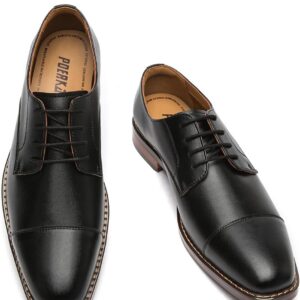 Poerkan Men's Business Lace-Up Shoes, High Quality Classic Oxfords, Comfortable Multipurpose Shoes, Black & Brown
