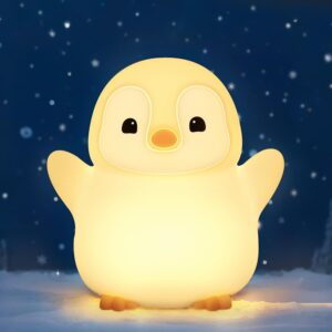 YuanDian Penguin Night Light, Cute Penguin Lamp with Touch Control, Dimmable and 20 Minute Timer, for Children’s Room, Penguin Bedside Lamp for Women, Teenagers, Girls, Babies