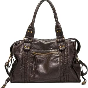 Generisch Vintage City Bag Women’s PU Leather Handbag Large Shopper Bag Y2K Shoulder Bag with Zip Work Bag with Many Compartments