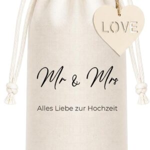 ELNIVOX Wedding Gift Bride and Groom Wine Bag Mr & Mrs Heart Pendant