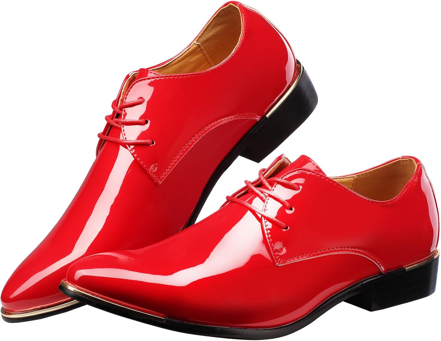 Men's Dress Shoes Wedding Derby Leather Shoes Lace-Up Oxford Shoes Tuxedo Patent Leather – Bild 5