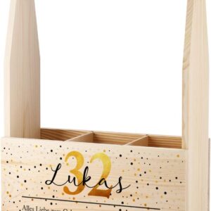 Cera & Toys Premium Birthday Beer Carrier for 3 Bottles with Name and Year Golden Age Print