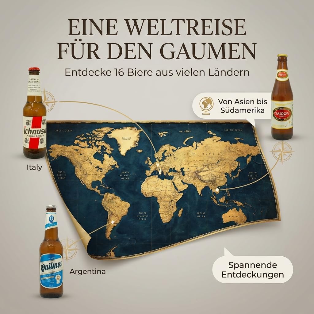 Men's gift idea, 16 beers from all over the world, birthday gift set – Bild 2