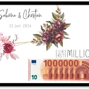 Personalised Money Gift Wedding - Wedding Gifts for Bride and Groom - Wedding Gift Money - Party Favours Wedding Money Gifts Packaging as Your First Million | Just Married Decoration