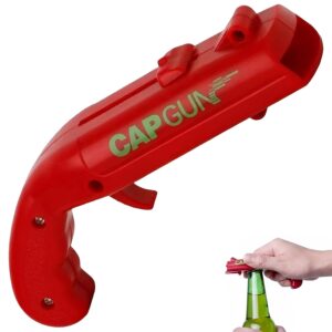 Cap Gun Bottle Opener Gun – Funny Beer Opener with Shooting Function for Parties & Bars, Creative Men’s Gift & Gadget, Bottle Cap Gun Made of Durable Plastic, Red, Pack of 1