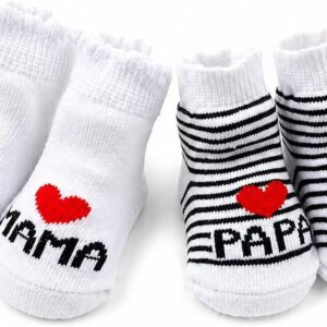 Distinct Baby Cotton Socks Cute Socks I Love Mum + I Love PaPa Newborn Toddler Baby Sock Boys Girls Cotton Small Socks Gift (2 Pairs)