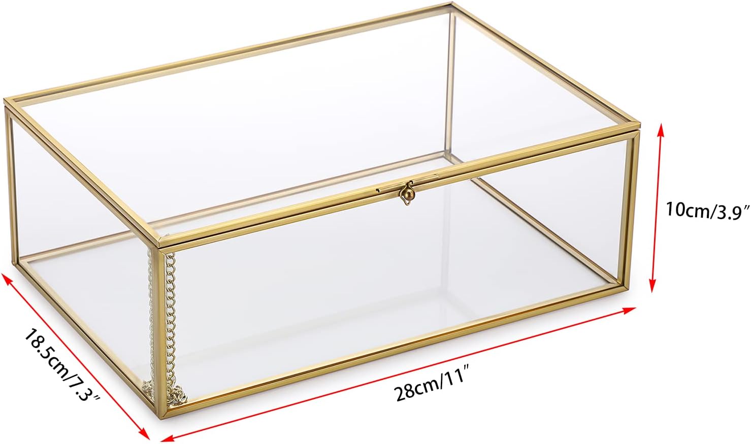 SUMTree Golden Vintage Glass Lid Box, Rectangle Jewellery Rings Bracelet Display Organiser Tempered Glass Jewellery Box Jewellery Box Jewellery Box Jewellery Box Jewellery Storage Box – Bild 5