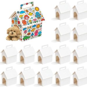 Pack of 15 Cute Empty House Shape Gift Boxes, House Shape Party Gift Boxes, Adopt a Puppy Party Gift Boxes, with Handle, for Dogs, Birthday Party, DIY, Children Painting