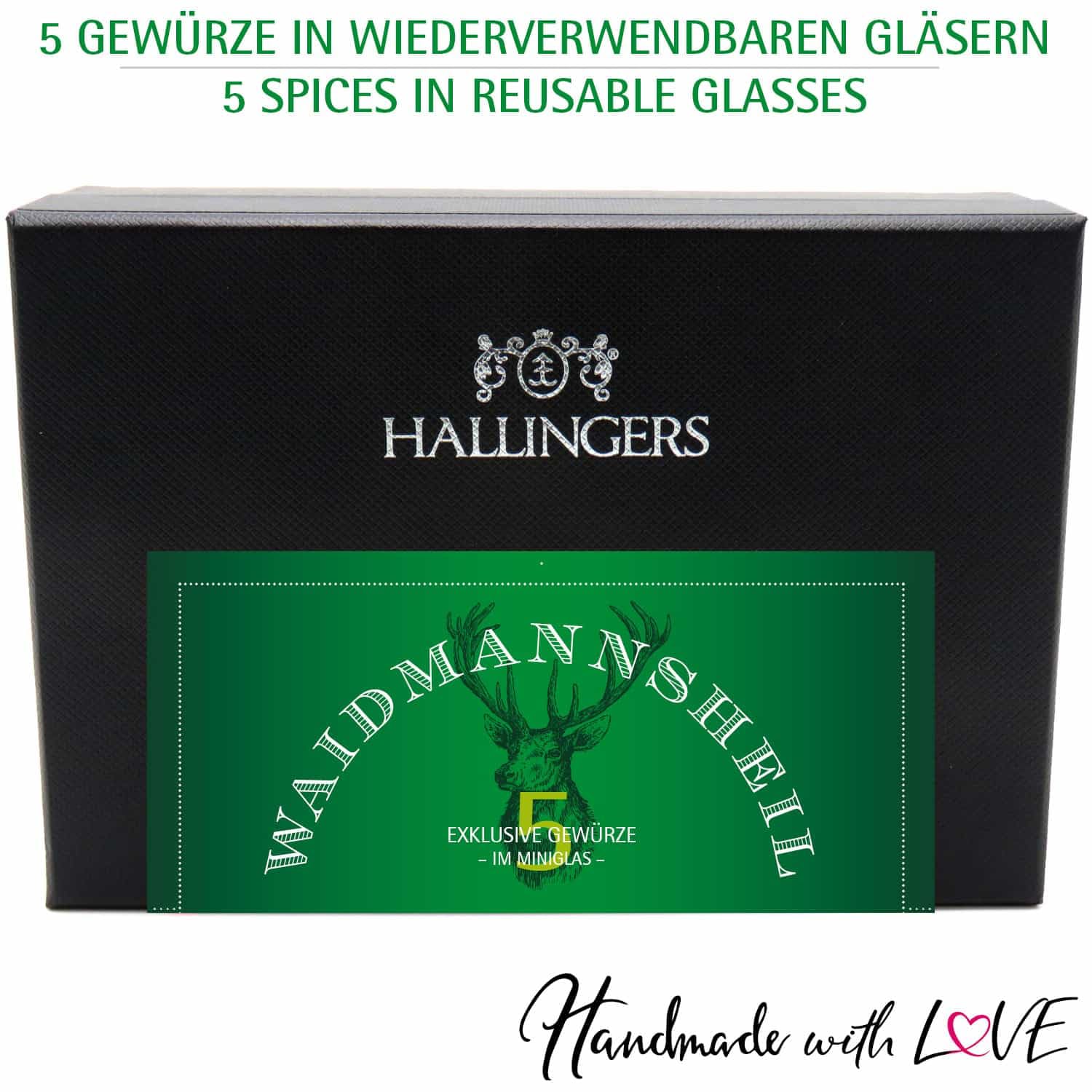 Hallingers Genuss Manufaktur Spice Hunter Gift Set – 5 Spices from around the World in High-Quality Gift Box with Recipe Booklet "Waidmannsheil", Hunting Gift Idea for Hunters – Bild 5