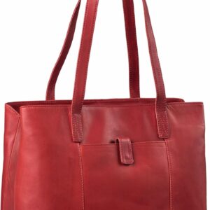 Benthill Women's Leather Bag - Handbag Made of Genuine Cowhide Leather - Large Shoulder Bag with Zip - Vintage Shoulder Bag XL, Colour: Red