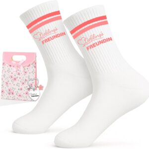 Scinzene Best Friend Gift Set, Cotton Socks & Keyring with Gift Bag, Creative Gift Girlfriend Birthday, Sweet Gifts for Girlfriend Women Thank You