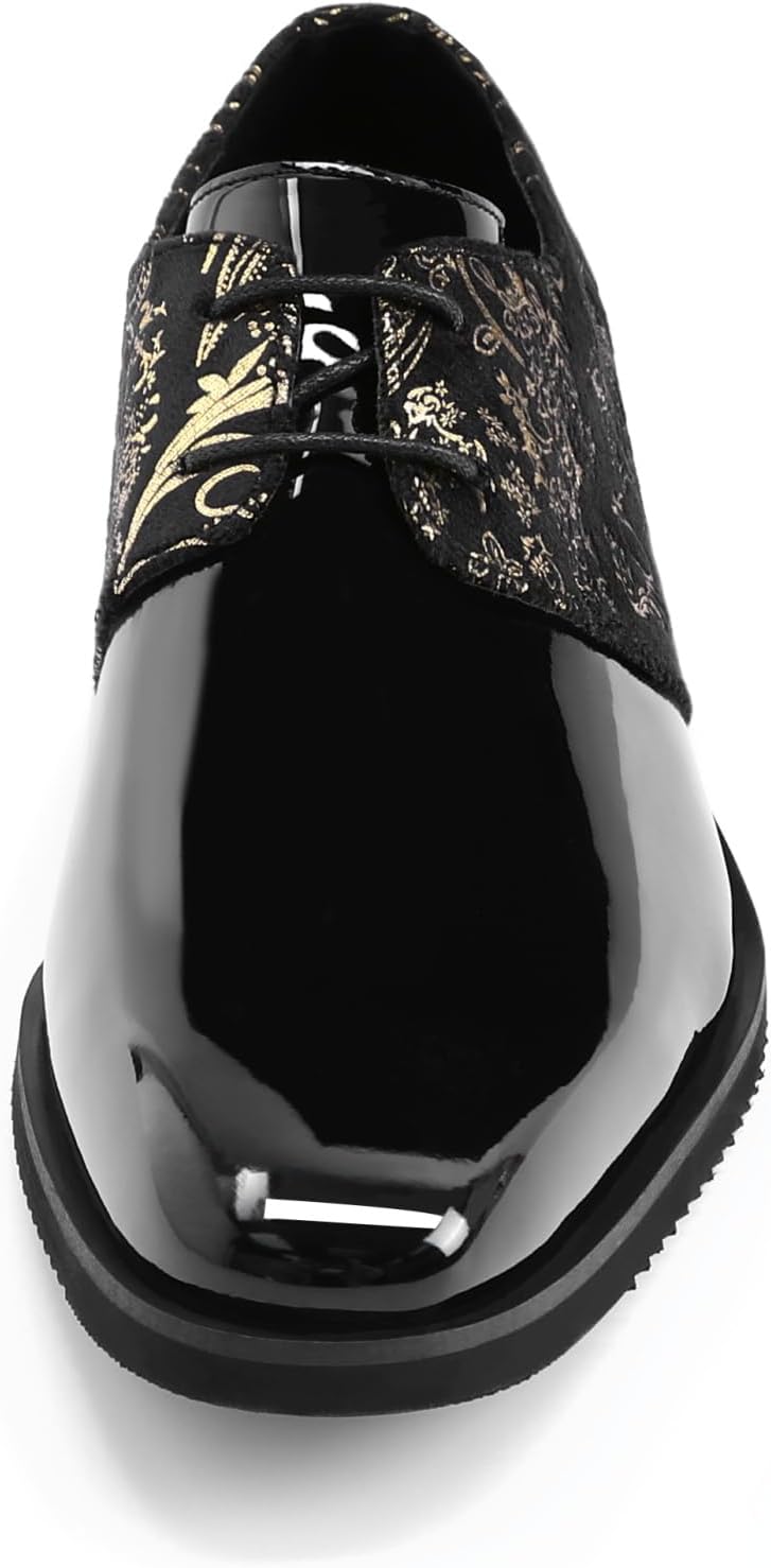 YFFUSHI Men's Suit Shoes Paisley Jacquard Leather Shoes Business Wedding Evening Shoes Derby Tuxedo – Bild 2