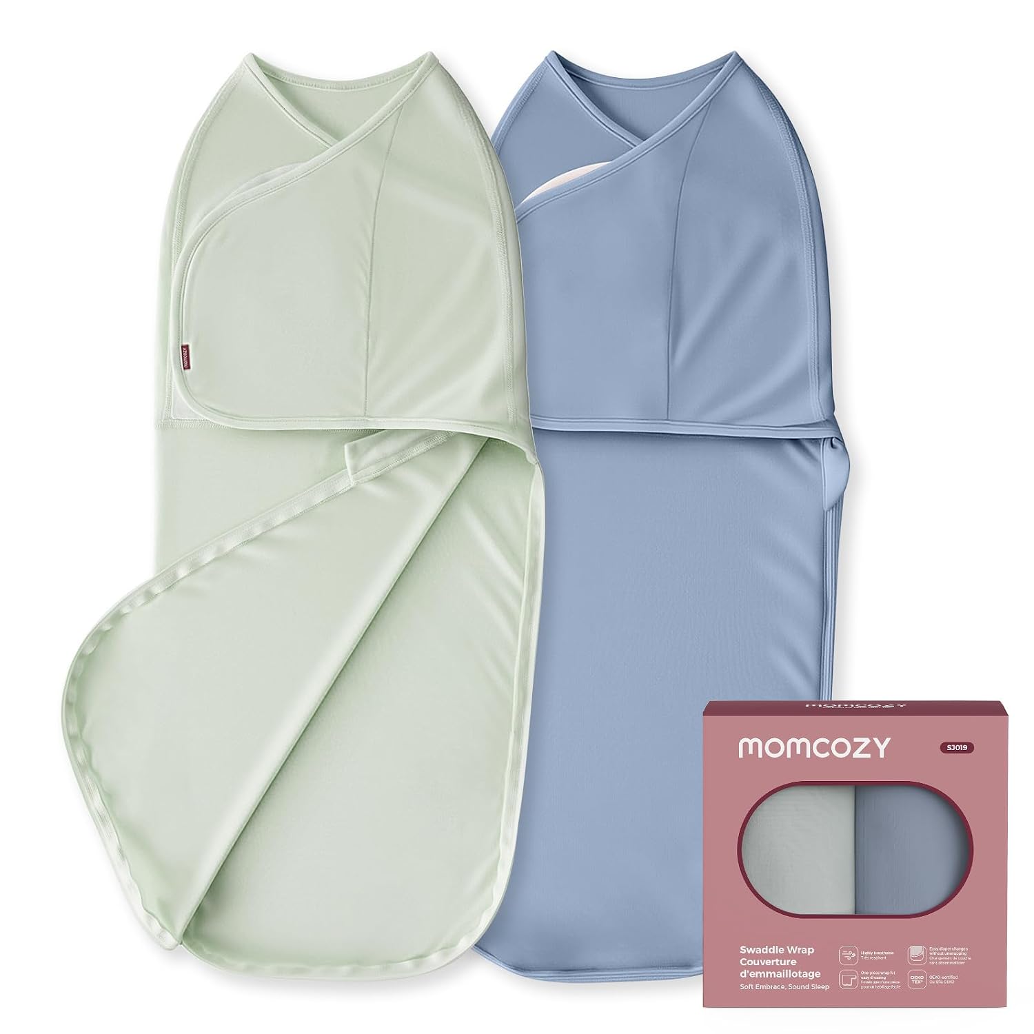 Momcozy Baby Swaddling Bag 0-3 Months Bamboo Pack of 2 Blue and Green