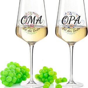 GRAVURZEILE Leonardo Wine Glasses with UV Print – Grandma & Grandpa ist der / die Beste – Gift for Grandma & Grandpa for Birthday, Christmas, Mother’s Day & Father’s Day, Gift for Grandparents