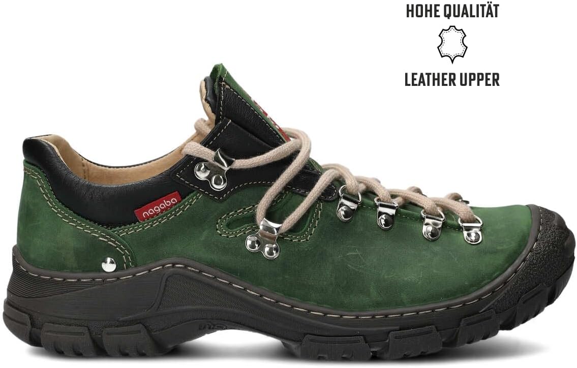 nagaba - Men's Hiking Shoes - Leather Shoes Trekking Shoes Men - Outdoor Low Shoes Men Genuine Leather with Cord Laces - Men's Shoes, Low Shoes, Casual Shoes – Bild 2