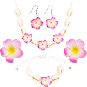 Set of 4 Hawaii Decoration with Earrings, Necklace, Bracelet, Hawaii, Hair Clips