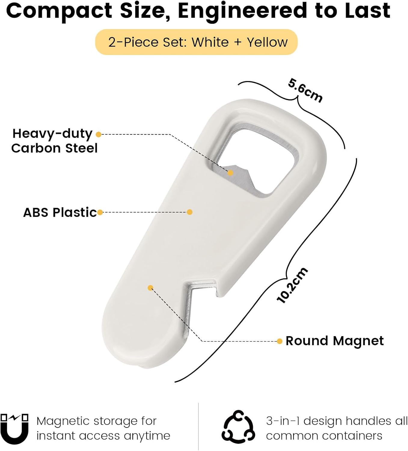 Set of 2 Magnetic Bottle Opener, 3-in-1 Beer Opener with Lid Catcher – Bild 4