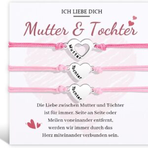 MANVEN 2/3 Mother Daughter Bracelet Gift Mother’s Day Birthday Christmas Back to School for Girls Ladies First Day of School 8 9 10 11 12 Years Heart Bracelet