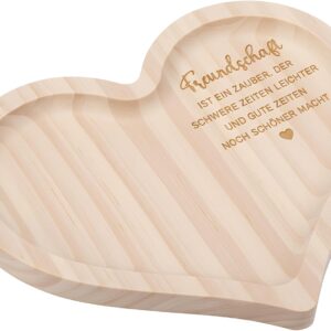 Geiserailie Gifts for Girlfriend, Heart Shaped Wooden Tray with Engraving