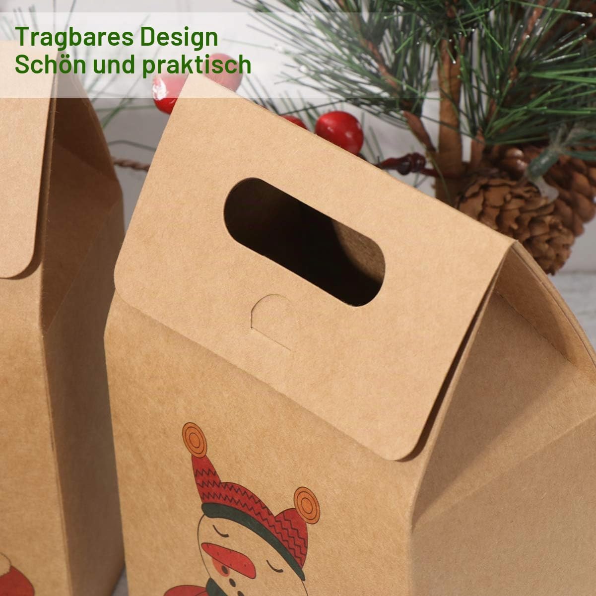 Hemoton Gift Bags with Handle Kraft Paper 16 Pieces Christmas Gift Bags Paper Bag Chocolate Sweets Organiser Gift Box Party Bag for Birthdays 11 x 7 x 17.5 cm – Bild 2