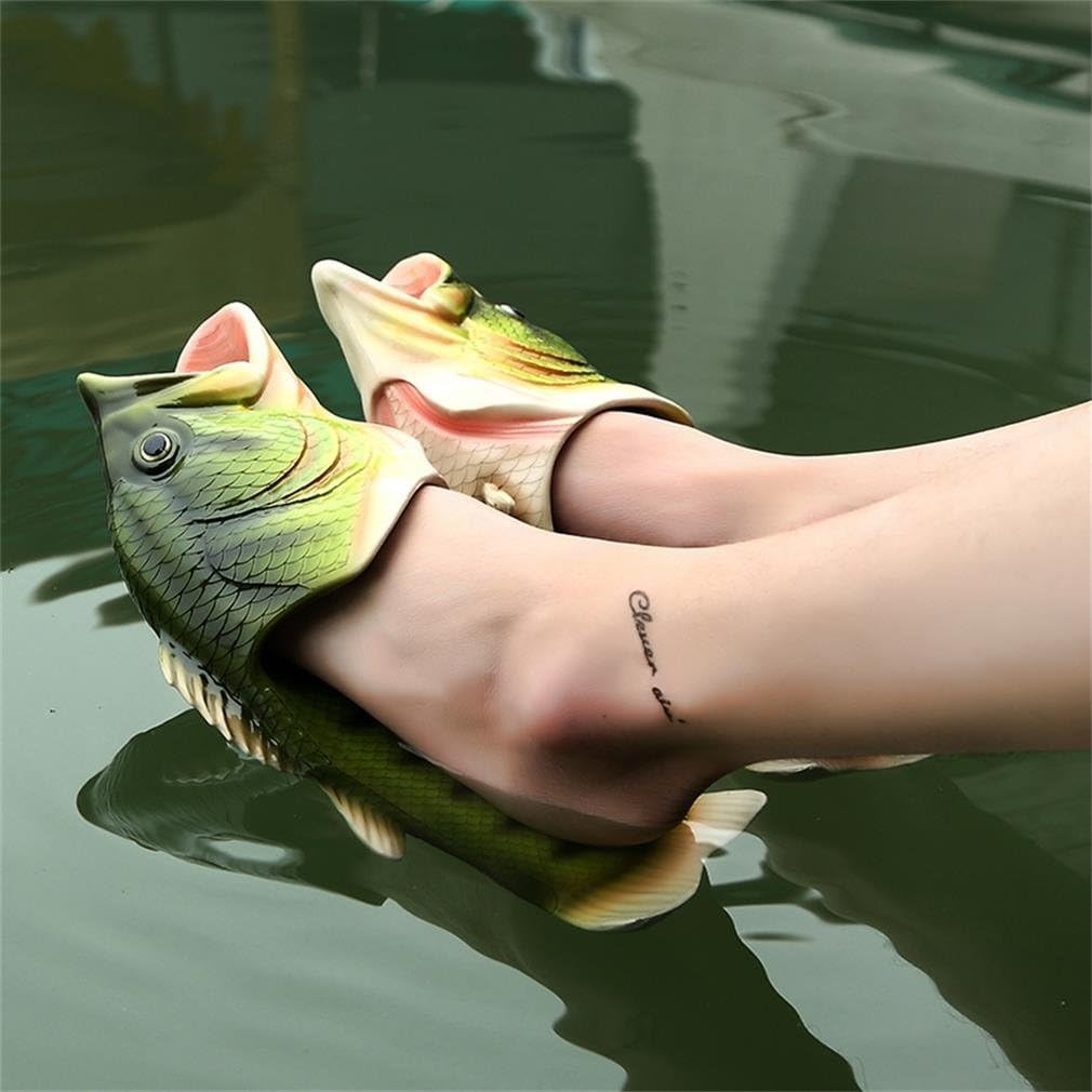 Uniqstore Sandals, Tricky Fish Slippers, Creative Fish-Style Beach Shoes, Fish Beach Slippers for Men. - Green, size: 44/45 EU – Bild 3