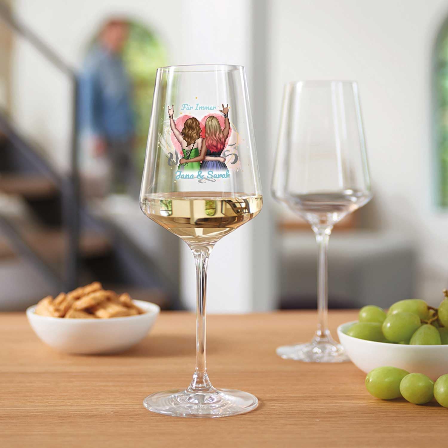 GRAVURZEILE Puccini Wine Glass with UV Print - Best Friend Configuration - Extensively Customisable Motif to Design Yourself - Personal Gift for Girlfriends - Colour: Girlfriends Puccini – Bild 4
