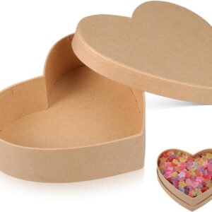 HOUDERCO Heart-shaped gift box with lid made of kraft paper, elegant storage for flowers and sweets for weddings, birthdays and holidays