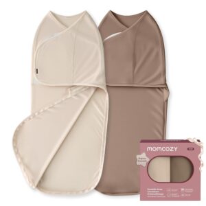 Momcozy Baby Swaddling Bag 0-3 Months Bamboo, Pack of 2, Khaki and Coffee