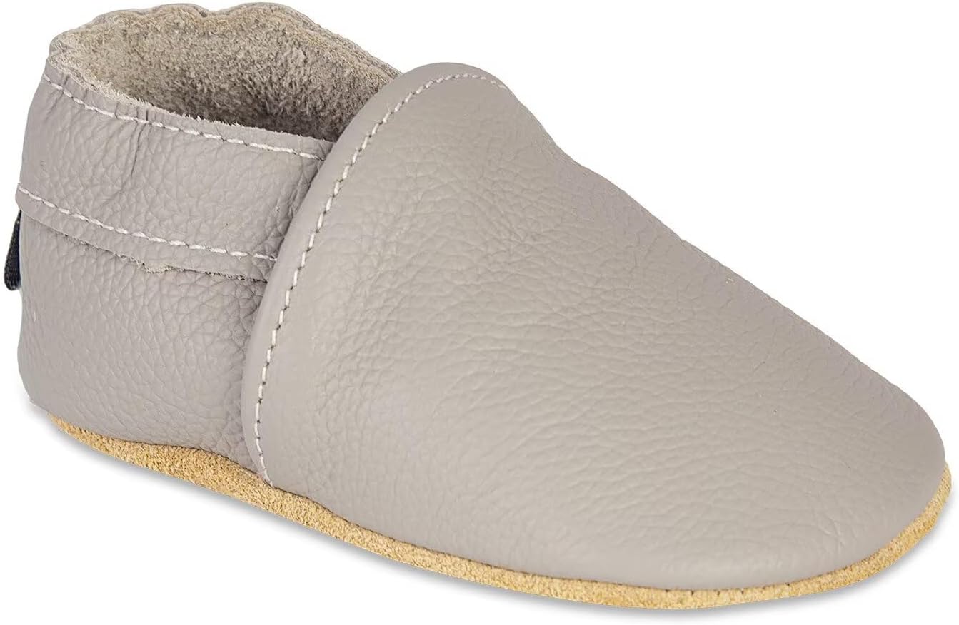 HMIYA Soft Leather Crawling Shoes, Baby Shoes with Suede Soles, for Boys and Girls aged 0–6 Months, 6–12 Months, 12–18 Months and 18–24 Months