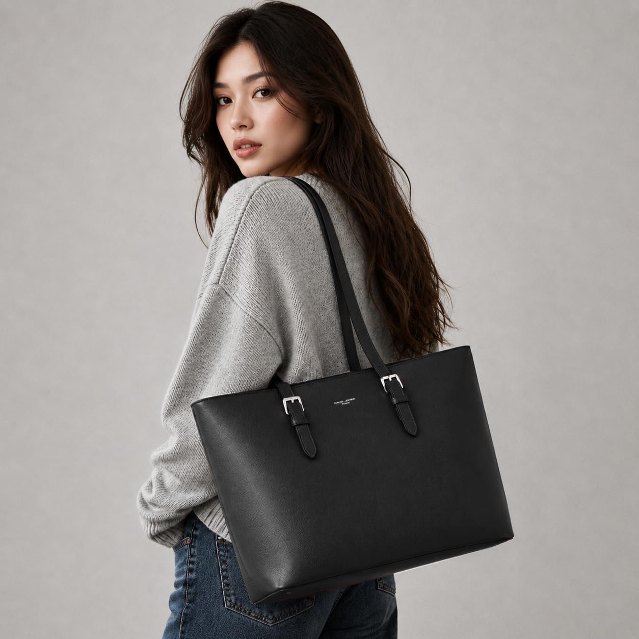 David Jones - Women's Large Shopper Tote - Large Shoulder Bag, Work Handbag - PU Leather Handbag - Women’s Briefcase, Work Bag, A4, Laptop, Office, School Bag, Shopping Bag – Bild 3