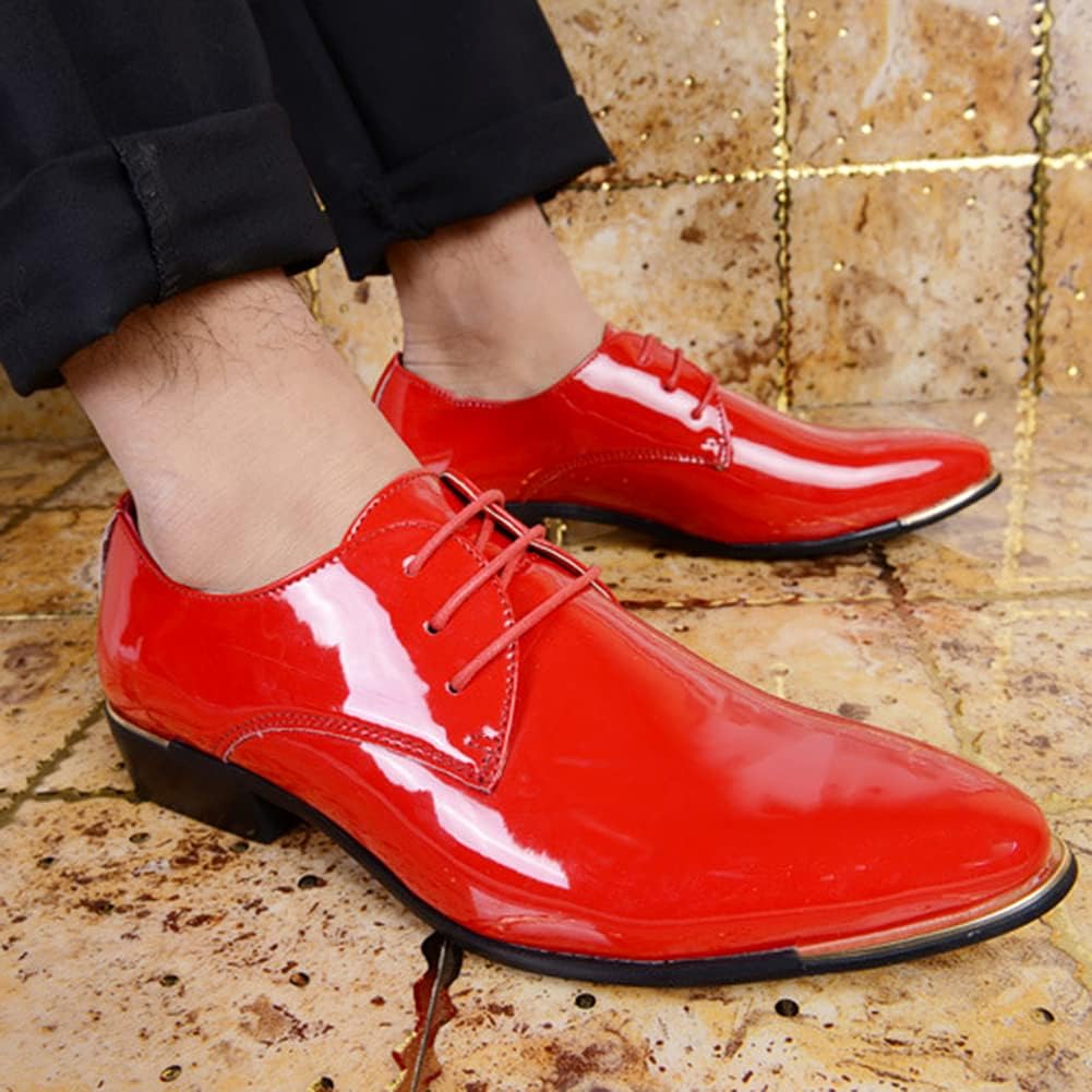 Men's Dress Shoes Wedding Derby Leather Shoes Lace-Up Oxford Shoes Tuxedo Patent Leather – Bild 2