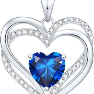 CDE Women's Heart Necklace, 925 Sterling Silver, Birthstone, Jewellery, Heart Pendant, Christmas, Valentine's or Mother's Day Gift, Wedding Anniversary, Wife, Girlfriend or Mum