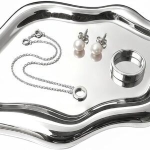 Jewellery Bowl Ceramic Jewellery Bowl Ring Holder Decorative Tray Irregular Jewellery Plate Ceramic Tray Clouds for Rings Earrings Watches Birthdays and Festivals Gifts Silver