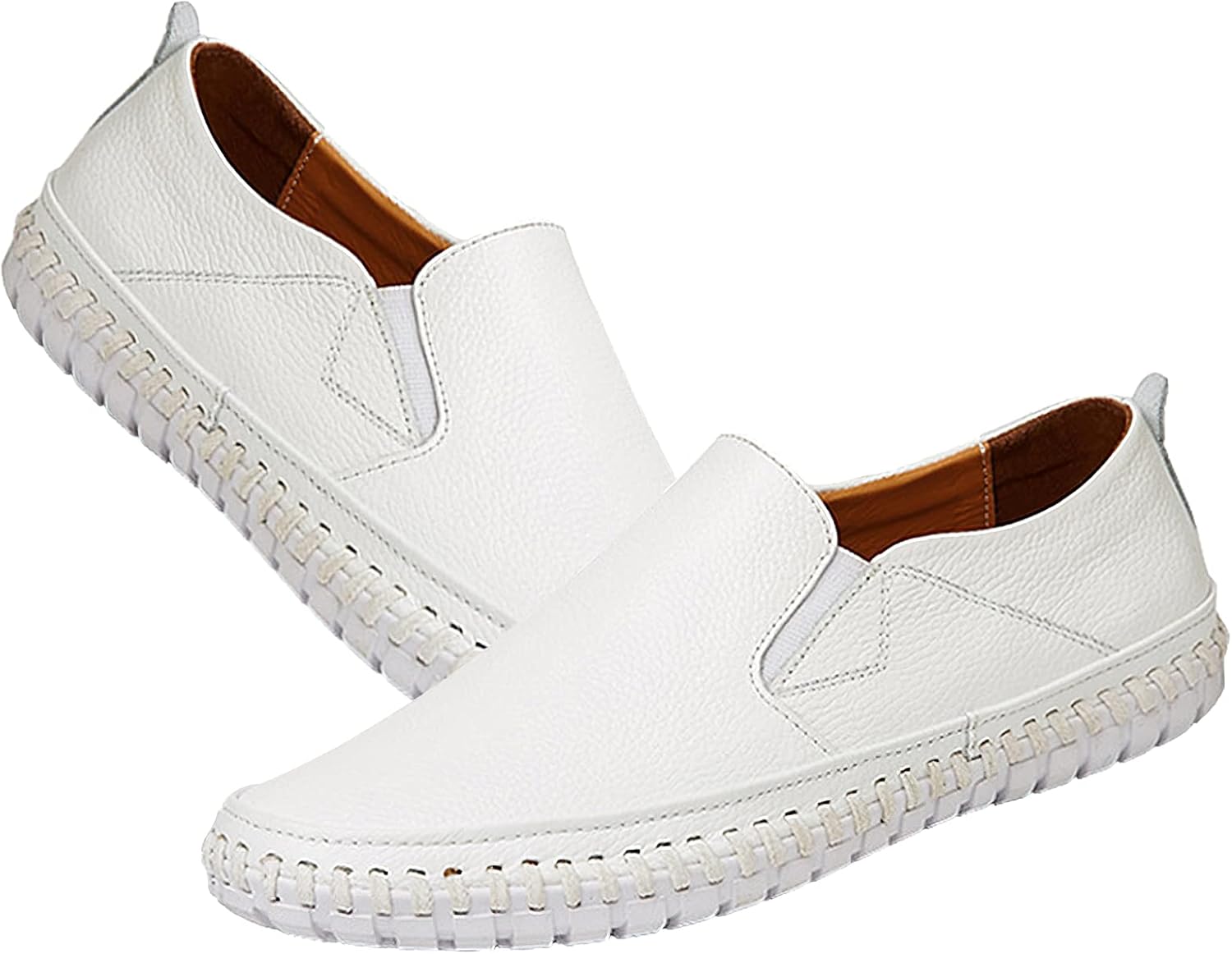 rismart Moccasin Men's Comfort Flat Shoes Leather Slip On Boat Shoes Slippers – Bild 5