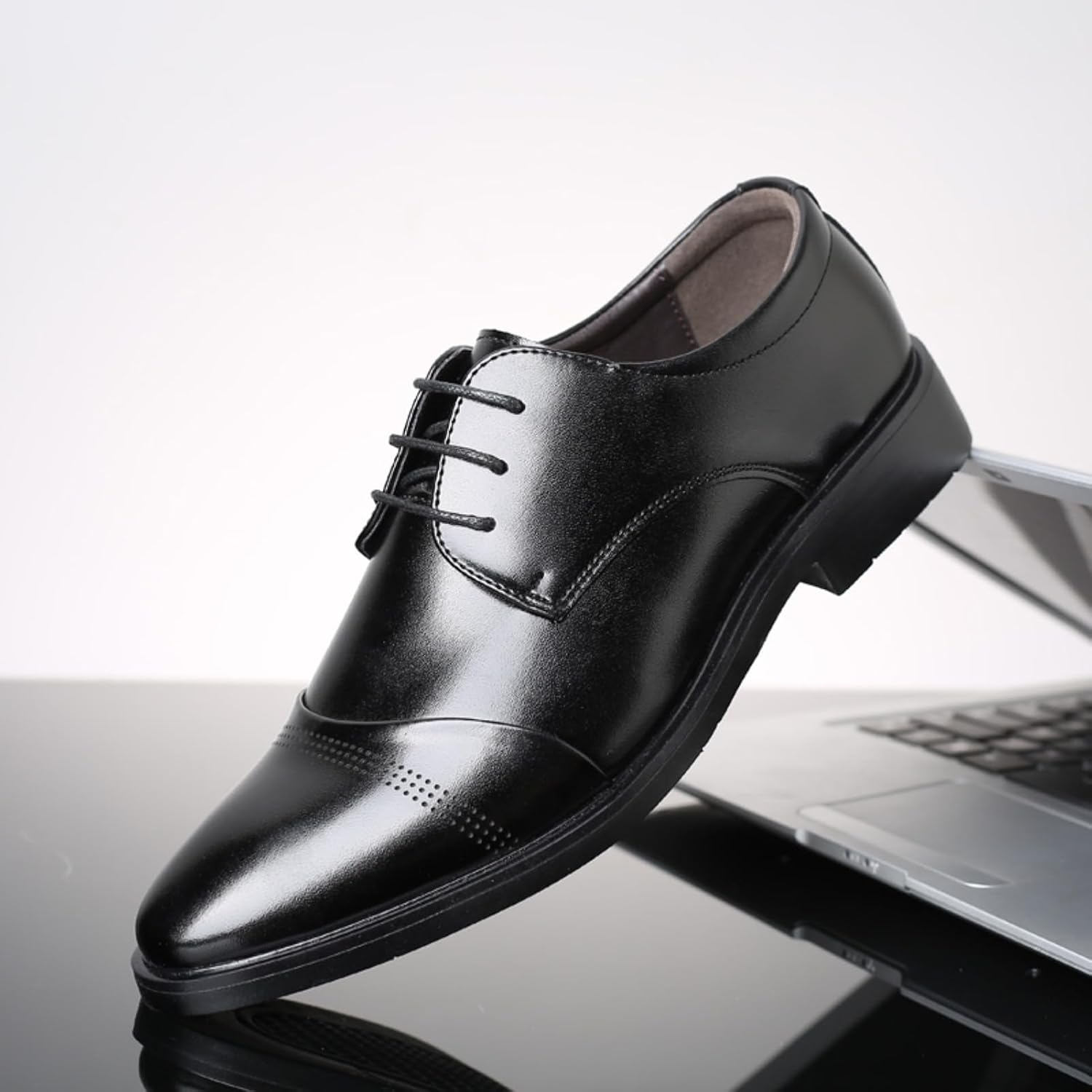 Derby Shoes Men's Oxford Suit Shoes Leather Shoes Business Shoes Formal Brogues Lace-Up Shoes Classic Lace-Up Shoes Black Brown 37-48 – Bild 3