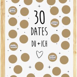 Valentine’s Day Gift for Scratching 30 Dates Gift Valentine’s Day, Scratch Card for Couples, Favourite Person Gift for Him and Her (with Frame)