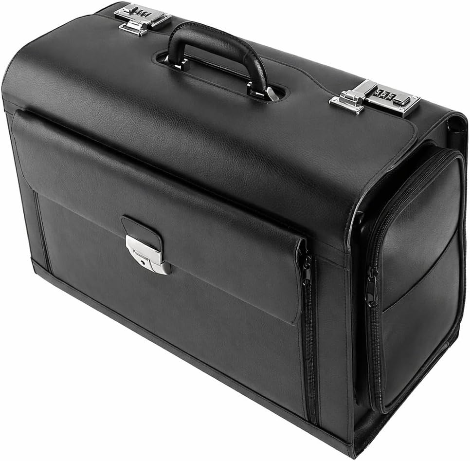 Alassio 949728 - Black leather pilot briefcase
