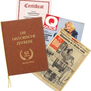 Newspaper from the desired date as a gift idea for an anniversary, historical newspaper including folder and certificate with personalisation