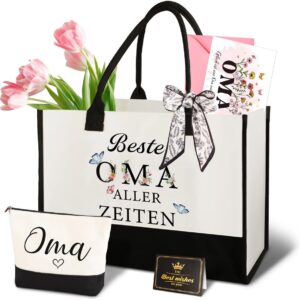 Giftota Grandma Gift, Gift for Grandma – Mother’s Day Gift for Grandma Birthday, Canvas Shopping Bag & Cosmetic Bag, Greeting Card – Gift Idea for Grandmother’s Birthday, Christmas, Mother’s Day
