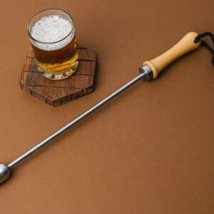 Beer Spike Beer Caranelizer Beer Carameliser Beer Warmer Real Wood Handle Food-safe and Rustproof Stainless Steel Ball (Shape 2)