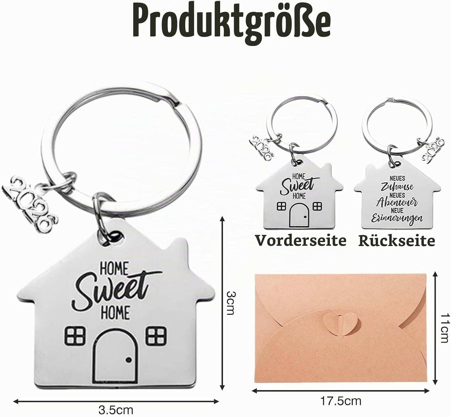 2 Pieces 2026 Housewarming Gifts Home, Key Ring House, Gift for Housewarming, New Apartment Gifts, Gift Housewarming House Home Sweet Home 2026 – Bild 2
