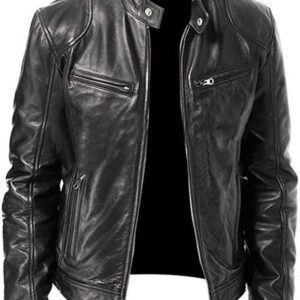Generisch Leather Jacket Men's Bomber Jacket Biker Jacket Motorcycle Jacket Leather Coat Biker Jacket Vintage 50s Outfit Faux Leather Jacket