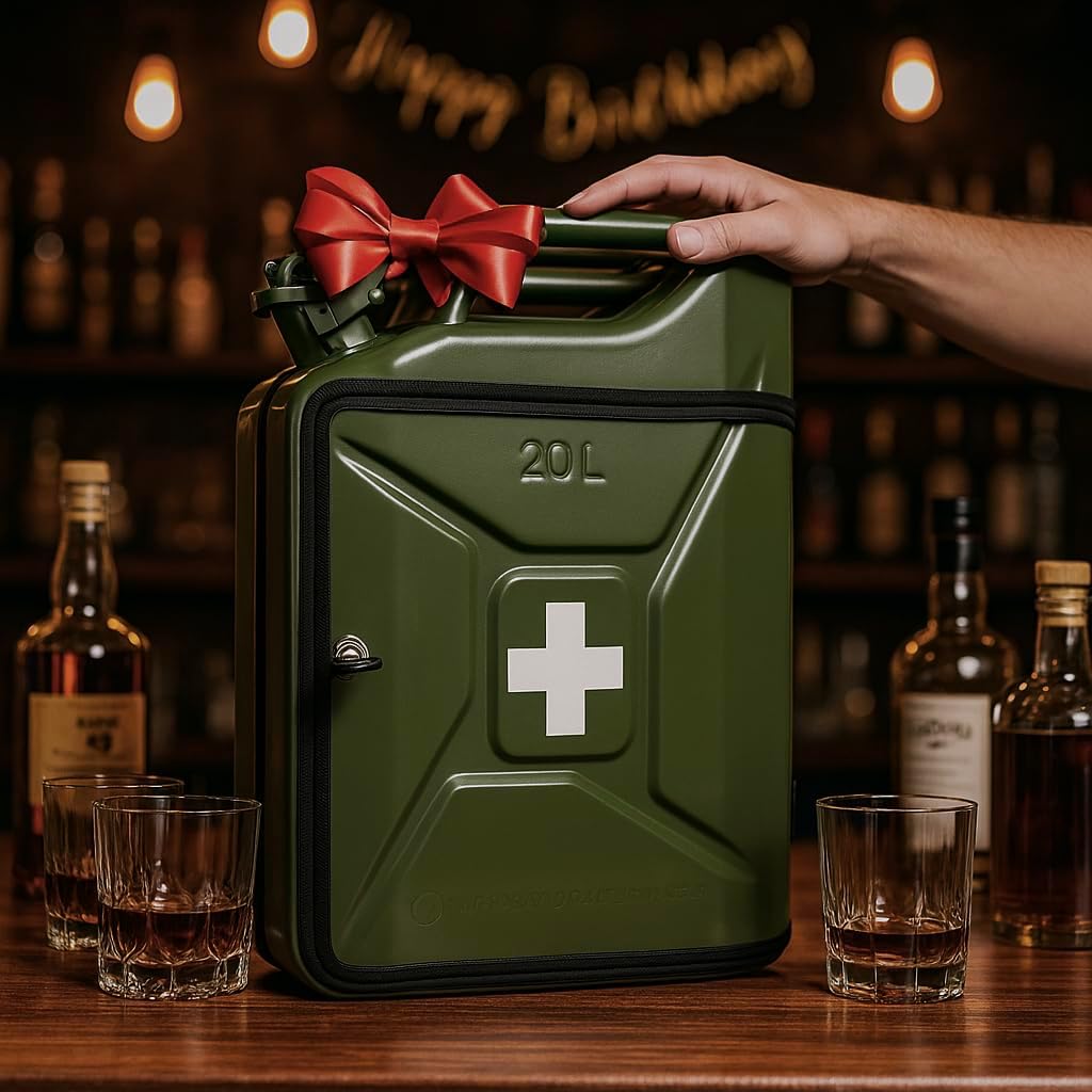 20L Canister Mini Bar Premium I Maximum Personalised with Engraving & LED Lighting I 2 Whisky Glasses I Jerrycan I Mobile Canister Bar Gift for Men I Lockable Mini Bar – Bild 2